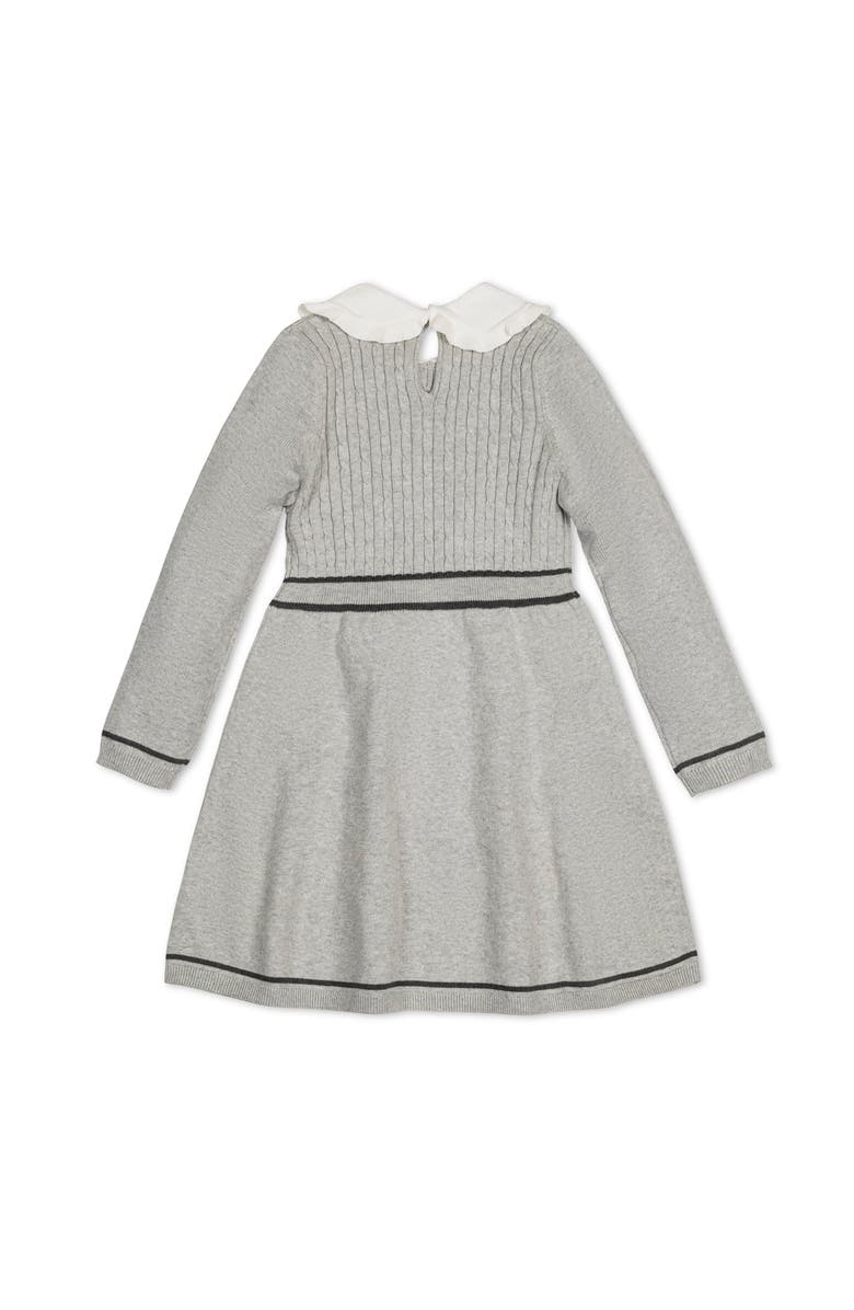 Hope & Henry Baby Girls' Organic Peter Pan Collar Sweater Dress, Infant, Alternate, color, Gray Heather Cable
