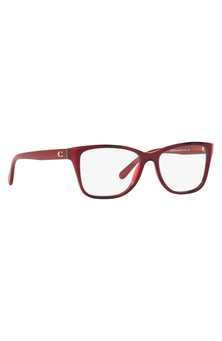 COACH 50mm Rectangular Optical Glasses, Alternate, color, Burgundy Laminate / Demo Lens