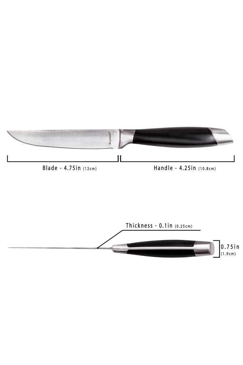 Gemini 6-Piece Stainless Steel Steak Knife Set, Alternate, color, SILVER