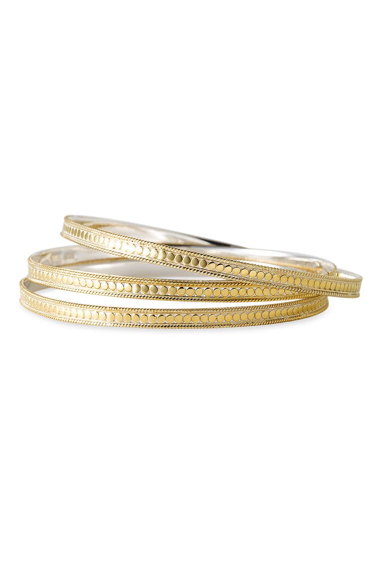 'Timor' Stacking Skinny Bangles, Main, color, GOLD/ SILVER