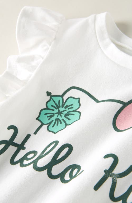 Tucker + Tate Kids' Ruffle Sleeve T-shirt In White- Pink Hello Kitty