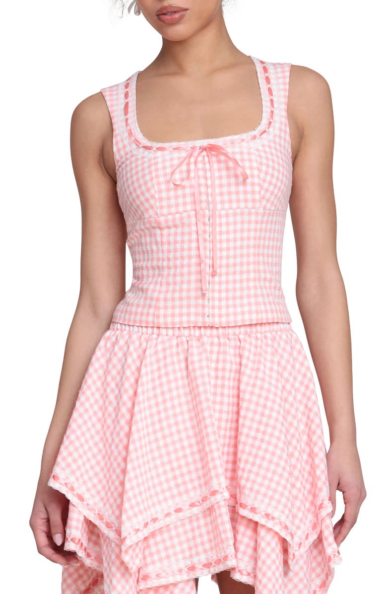 Avec Les Filles Gingham Top, Main, color, Pink - White Gingham