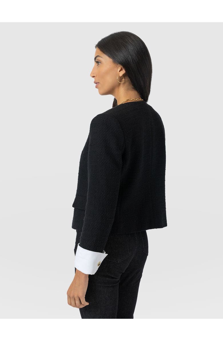 Saint + Sofia Margot V-Neck Jacket, Alternate, color, Black