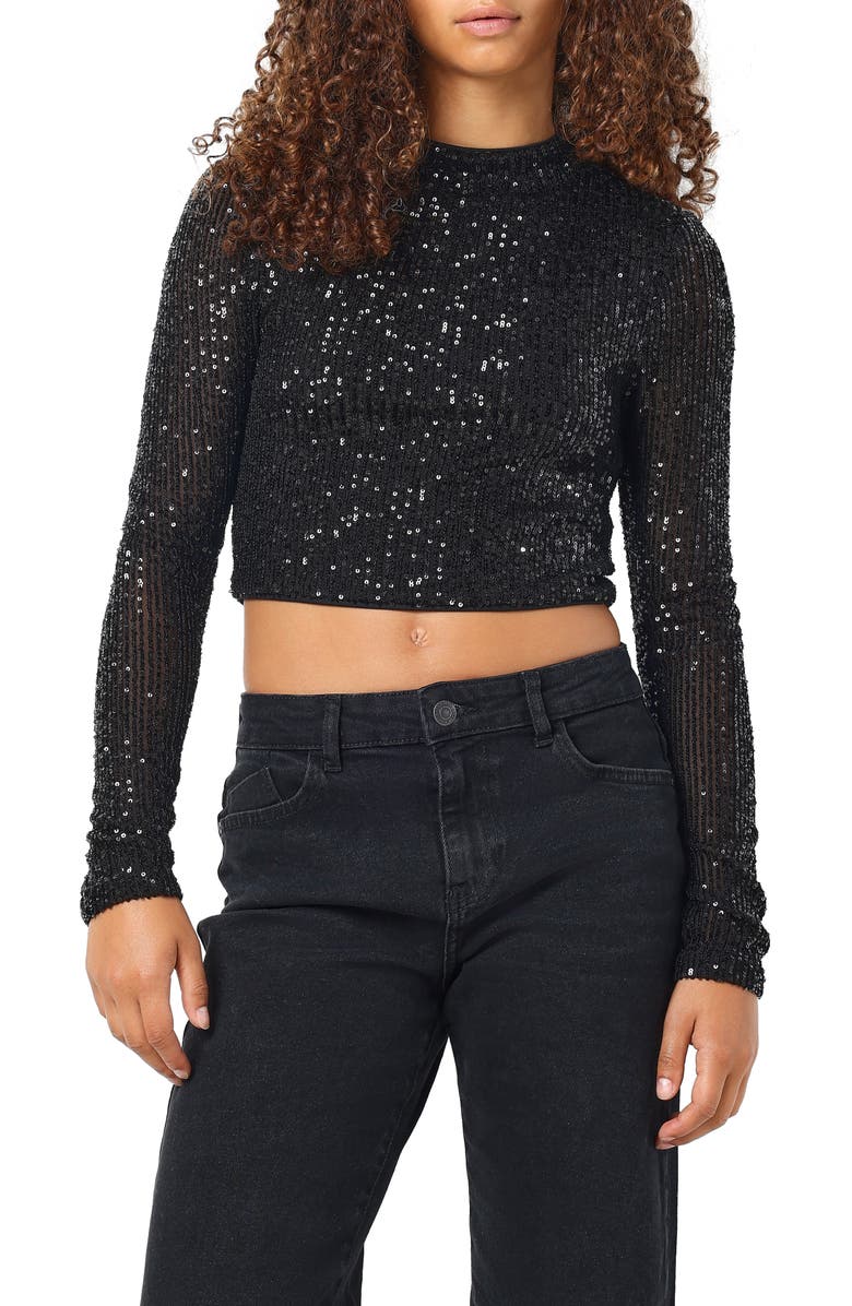 Noisy may Scarlett Sequin Mock Neck Top, Main, color,