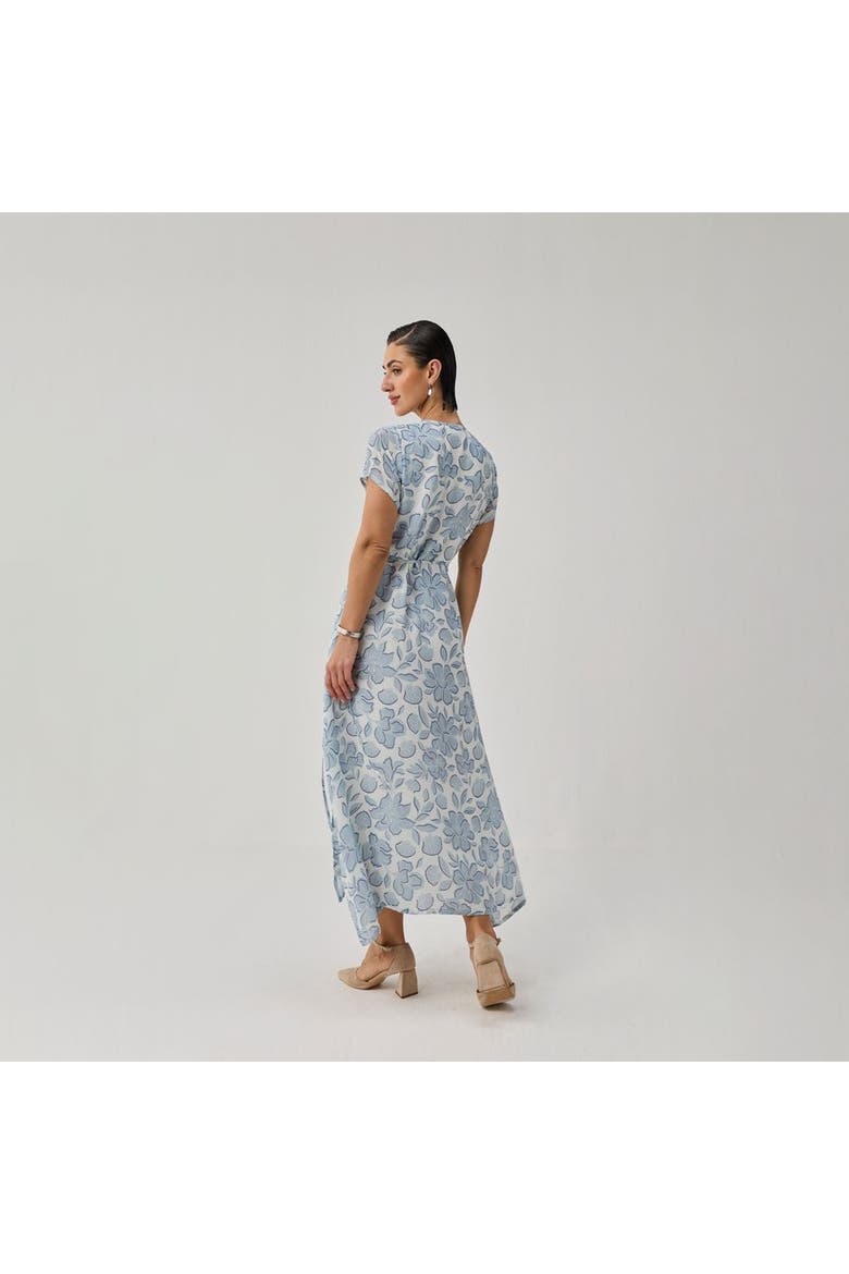 Soft Floral Wrap Midi Dress, Alternate, color, Porcelain Bloom