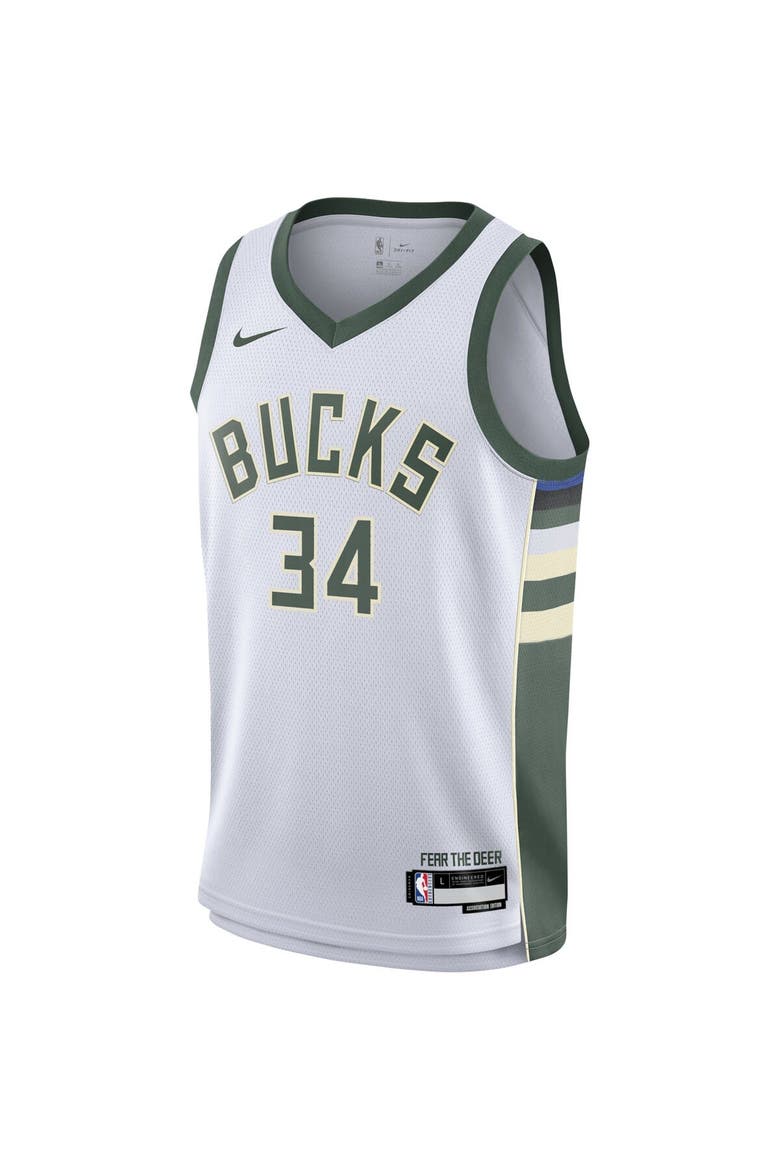 Youth Nike Giannis Antetokounmpo White Milwaukee Bucks Swingman Jersey - Association Edition, Alternate, color, White
