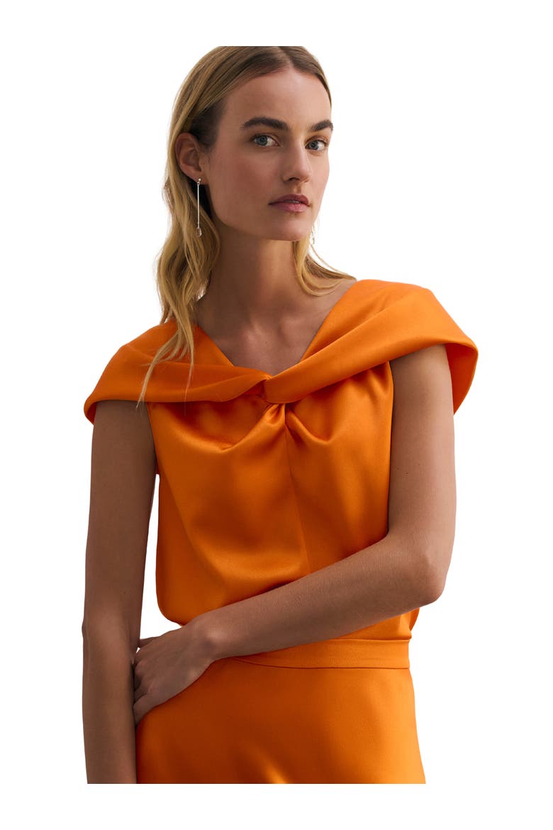 Draped Bardot Knot Blouse, Main, color, Orange