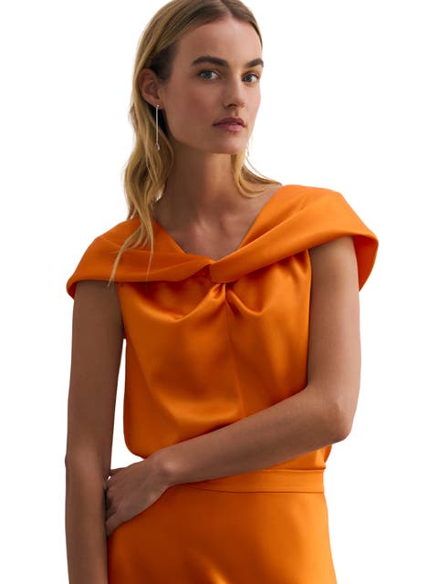 Draped Bardot Knot Blouse
