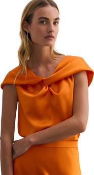 The Fold Draped Bardot Knot Blouse