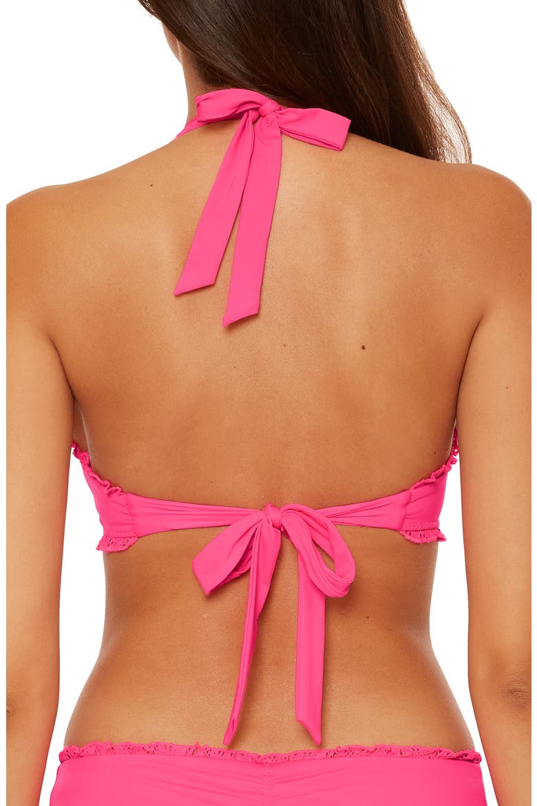Frills Halter Bikini Top, Alternate, color, PUNCH