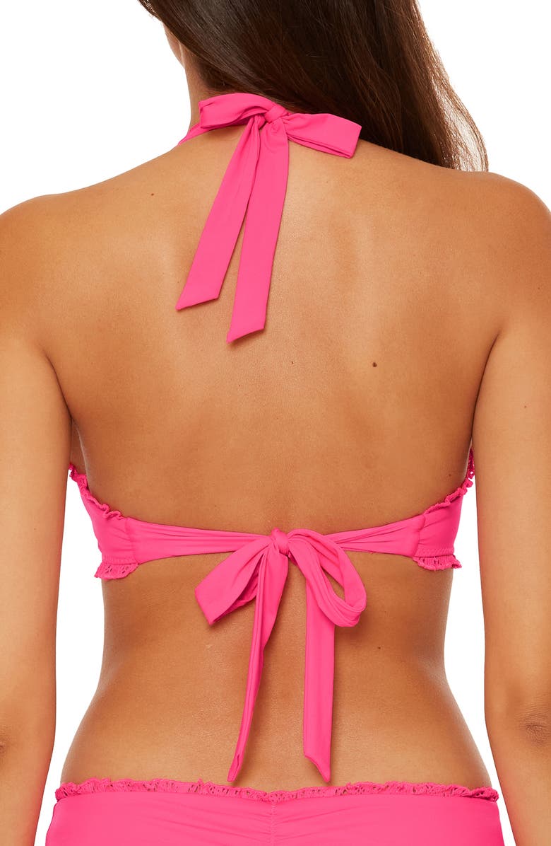 Becca Frills Halter Bikini Top, Alternate, color, Punch