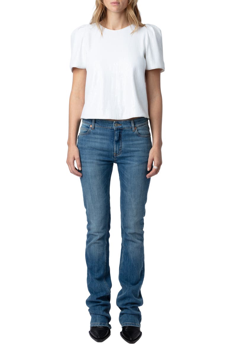 Tchao Sequin Short Sleeve Top, Alternate, color, JUDO