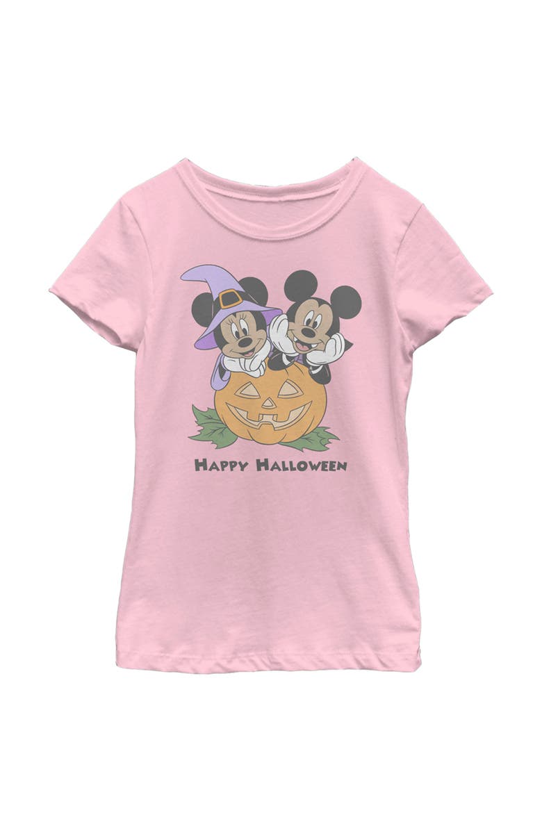 Mickey & Friends Girl's Mickey & Friends Halloween Vampire Mickey & Minnie  Graphic T-Shirt, Main, color, Light Pink
