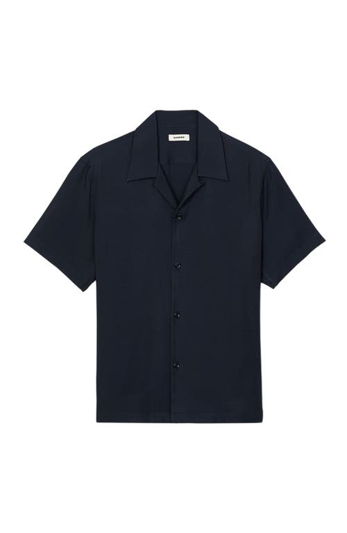 Sandro Shark Collar Shirt In Midnight Blue