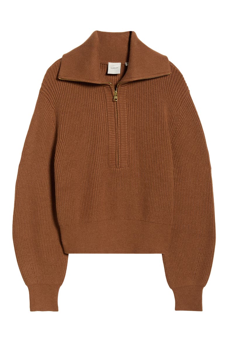 Maura Rib Half Zip Sweater, Alternate, color, CARAMEL PECAN