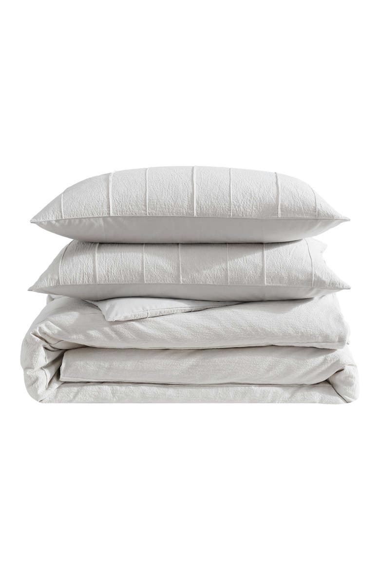 Woven Tucks Jacquard Cotton Duvet Set, Main, color, MEDIUM BEIGE