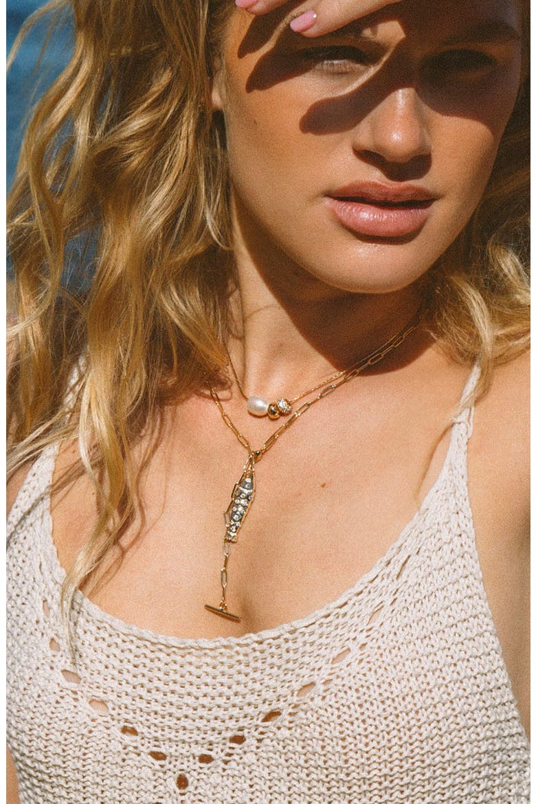 Isla Gold Bead Necklace, Alternate, color, 14K GOLD PLATED