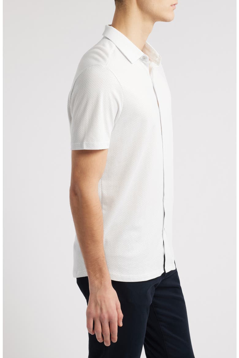 Bonville Geo Jacquard Short Sleeve Cotton & Modal Knit Button-Up Shirt, Alternate, color, LIGHT GREY