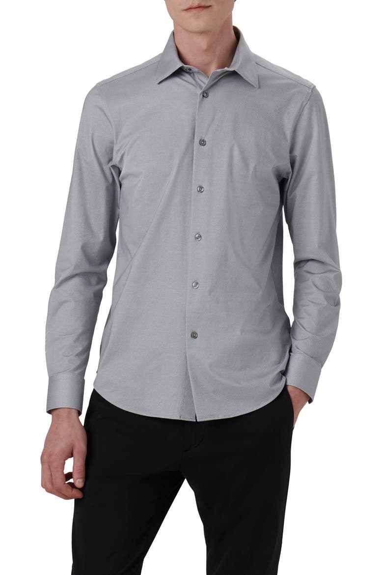 James OoohCotton® Trim Fit Stripe Button-Up Shirt, Main, color, CEMENT
