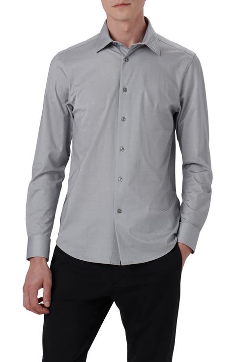 James OoohCotton® Trim Fit Stripe Button-Up Shirt