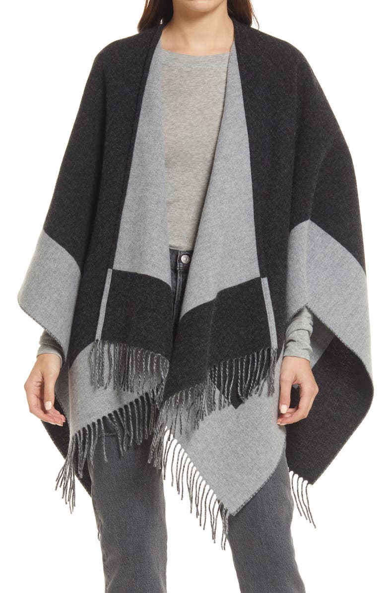 rag & bone Highlands Reversible Wool Blend Poncho, Main, color, 