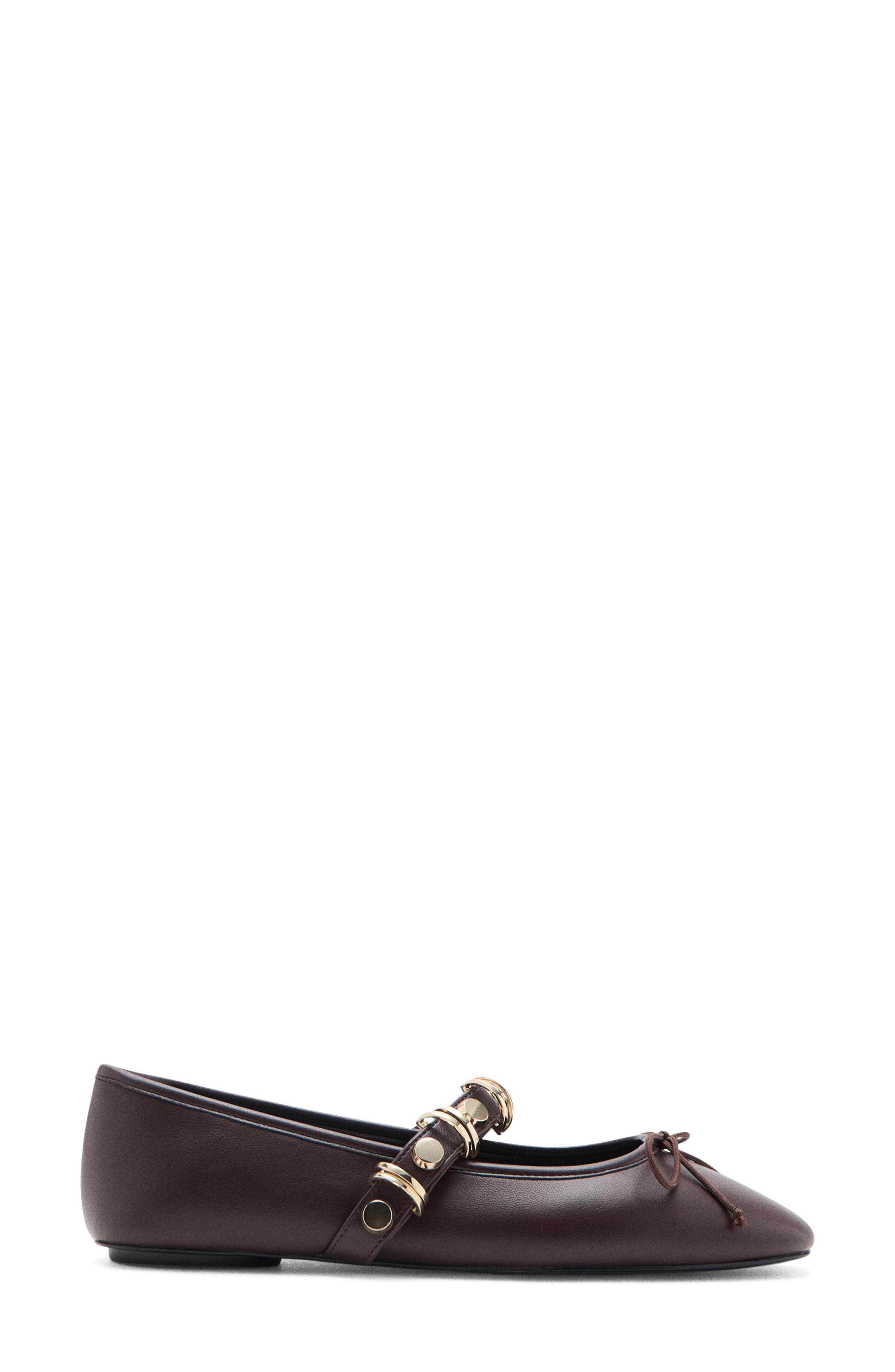 MANGO Metallic Strap Ballet Flat, Alternate, color, Burgundy