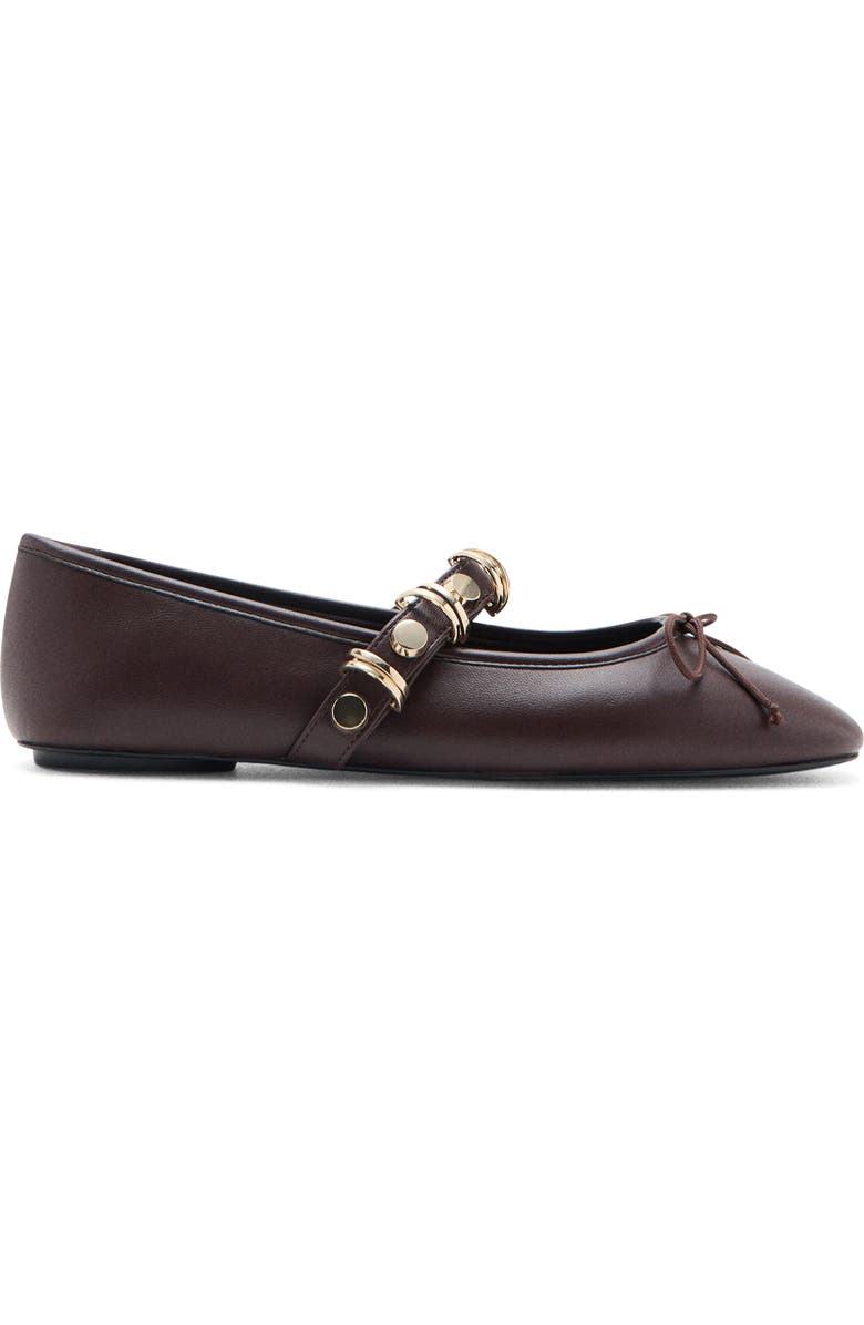 MANGO Metallic Strap Ballet Flat, Alternate, color, Burgundy