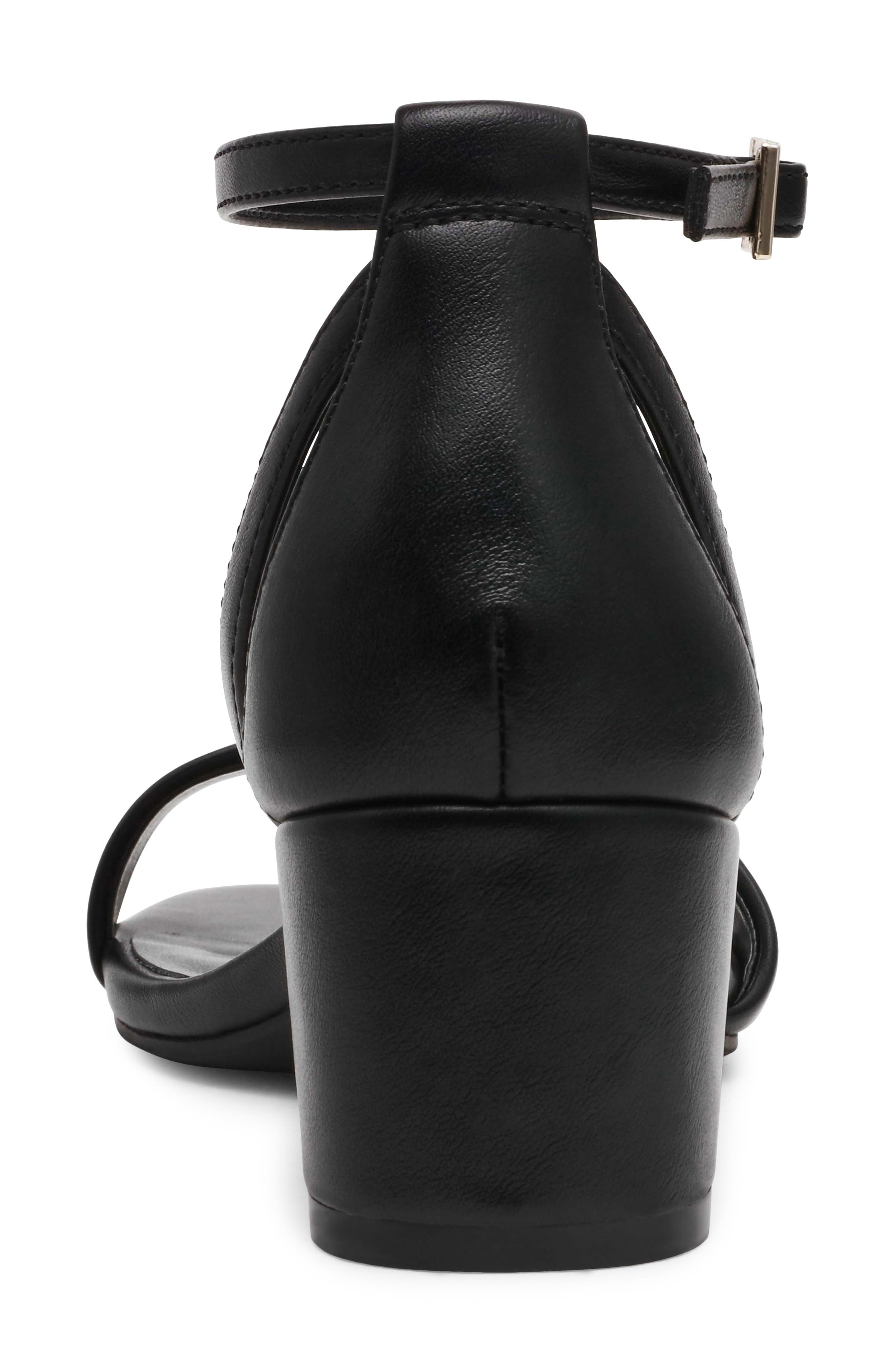 Anne Klein Mia Ankle Strap Sandal, Alternate, color, Black Smooth
