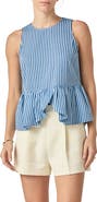 English Factory Stripe Sleeveless Peplum Top