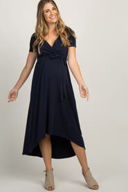 PinkBlush Solid Hi-Low Wrap Dress