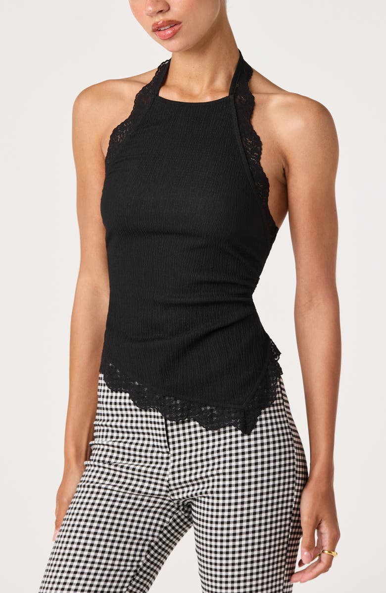 ASTR the Label Zoe Lace Halter Top, Main, color, Black
