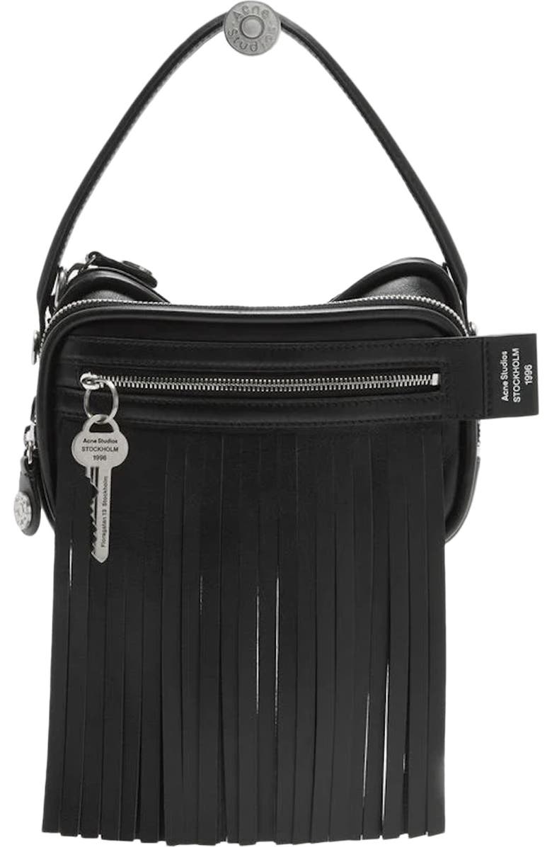 Acne Studios Camero Kit Fringe Leather Handbag, Main, color, Black