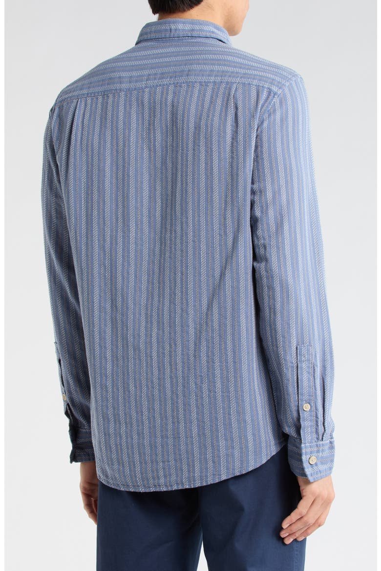Stripe Dobby Button-Up Shirt, Alternate, color, BLUE STRIPE