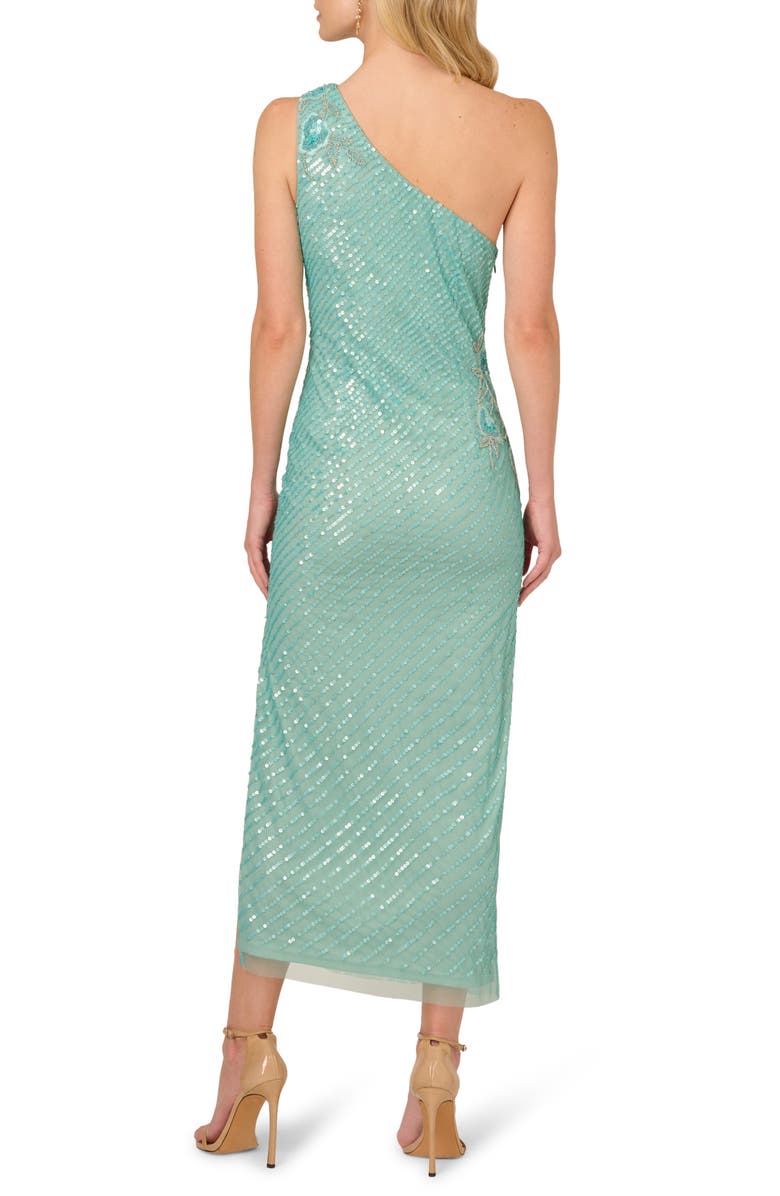 Adrianna Papell Beaded Sequin Floral One-Shoulder Gown, Alternate, color, 