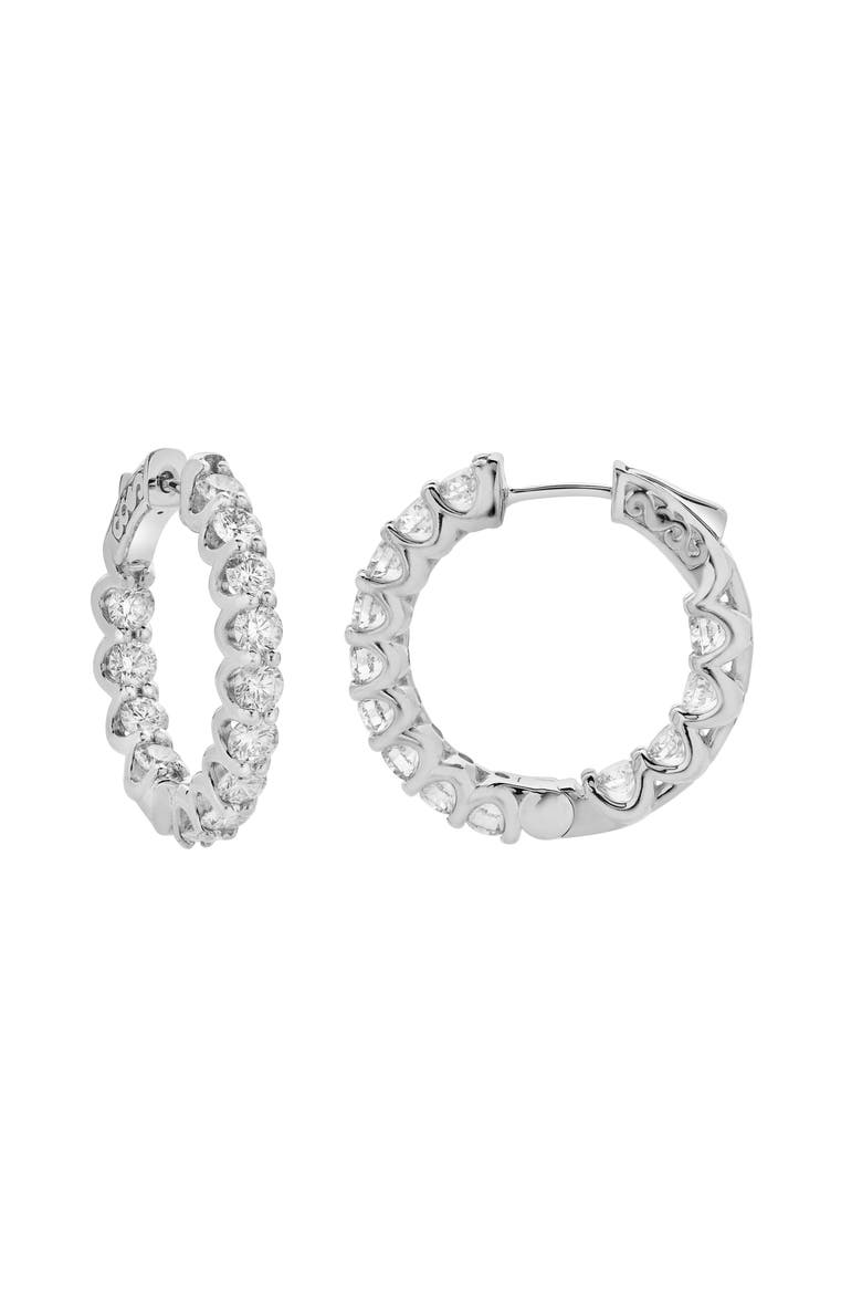 Livia 14K White Gold Diamond HoopEarrings - 3.98 Cts, Main, color, 14K White Gold