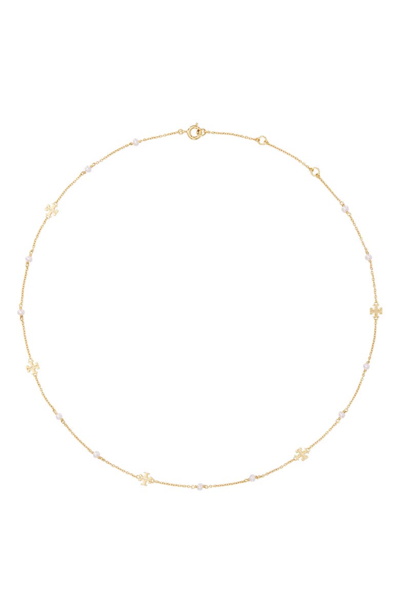 Tory Burch Delicate Moondance Pearl Necklace, Alternate, color, Tory Gold/ Pearl