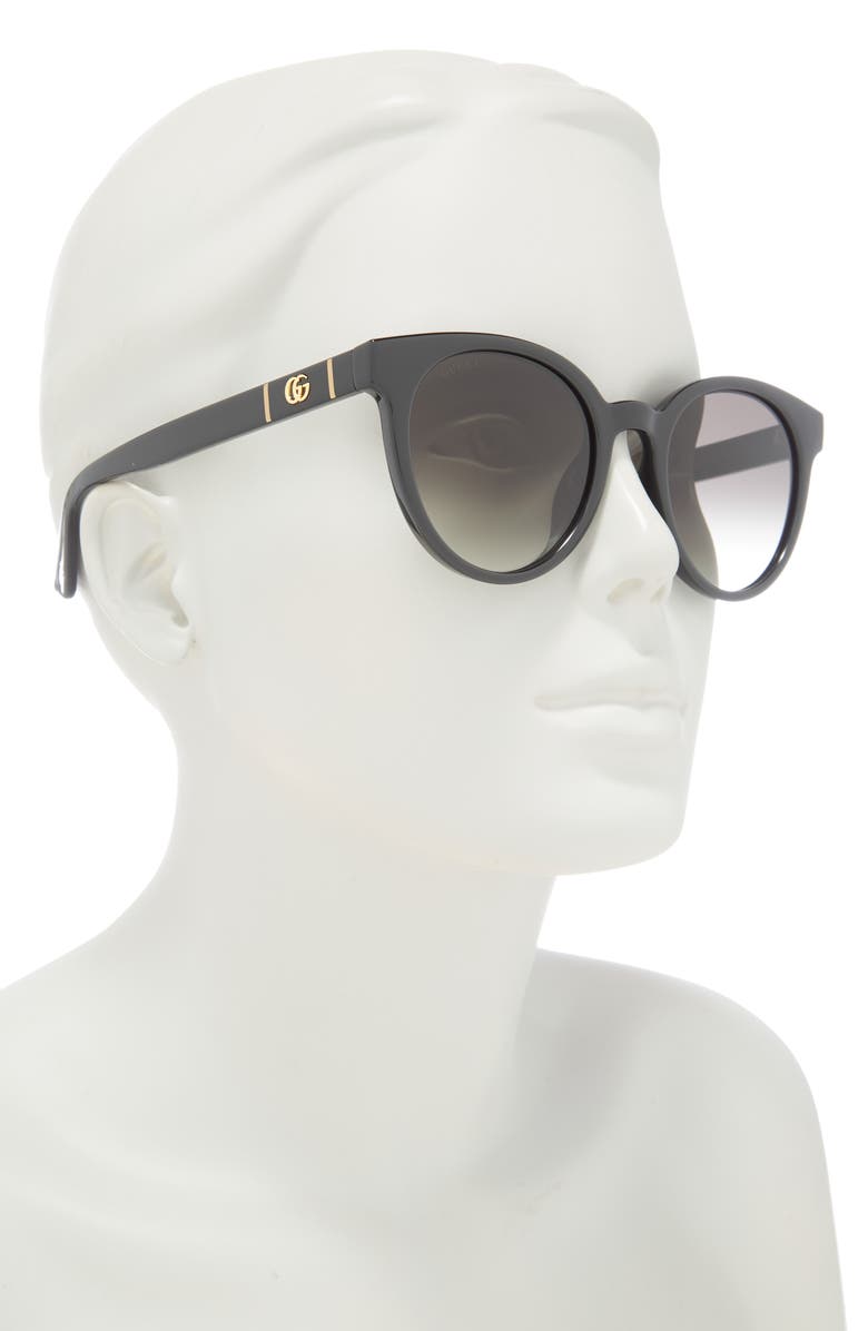Gucci 53mm Gradient Round Sunglasses, Alternate, color, Black Black Grey