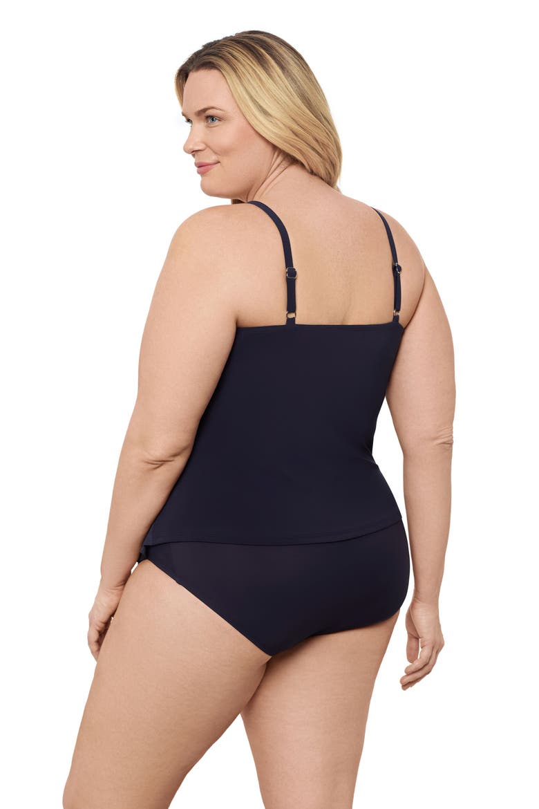 Plus Size Triple Ruffle Tier Adjustable Tankini Swimsuit Top, Alternate, color, True Navy