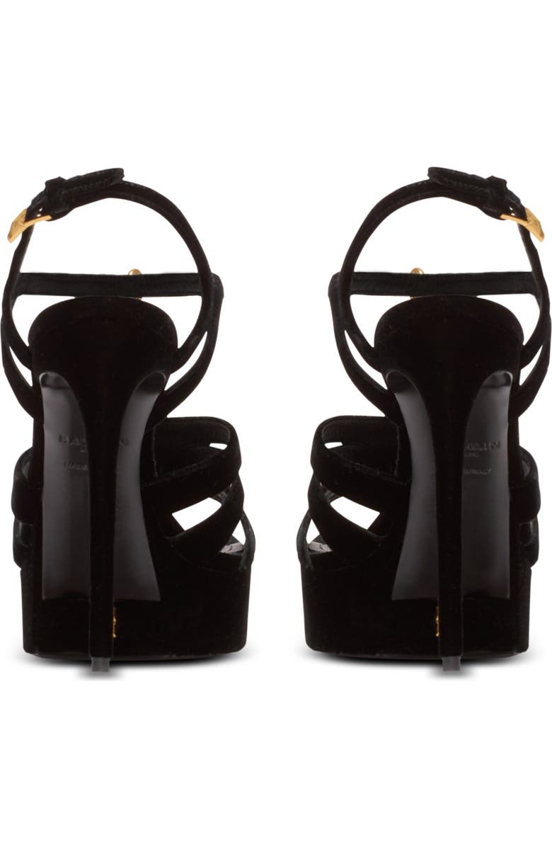 Balmain Velvet platform Sync sandals, Alternate, color, Black