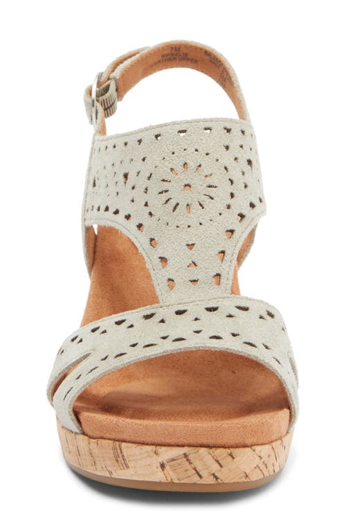 Rockport Belis Laser-cut Platform Wedge Sandal In Medium Green