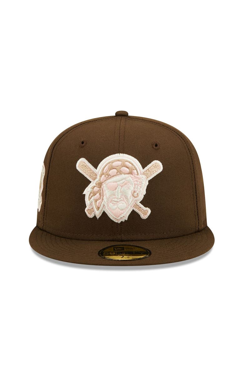 New Era Men's New Era Brown Pittsburgh Pirates Pink Undervisor 59FIFTY Fitted Hat, Alternate, color,