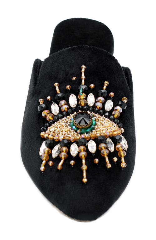 Fuchsia The Good Eye Embroidered Mule In Black