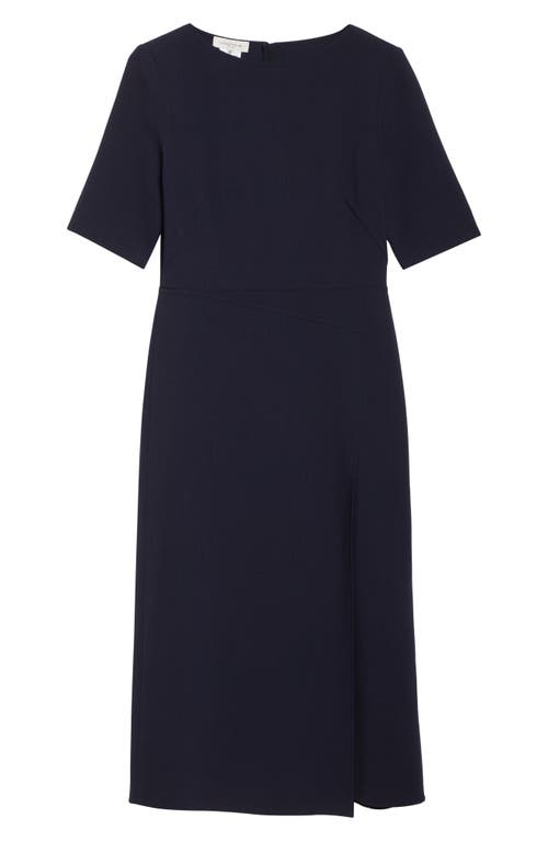 Lafayette 148 New York Faux Wrap Stretch Wool Midi Dress In Black