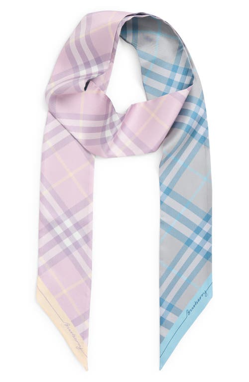 Burberry Check Silk Twill Skinny Scarf In Blue