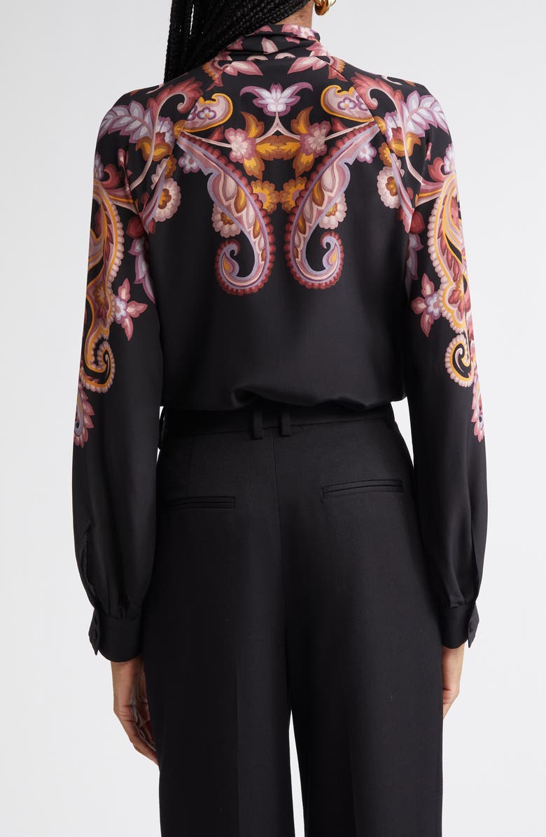 Etro Paisley Print Silk Crêpe de Chine Top, Alternate, color, Printed Black Base