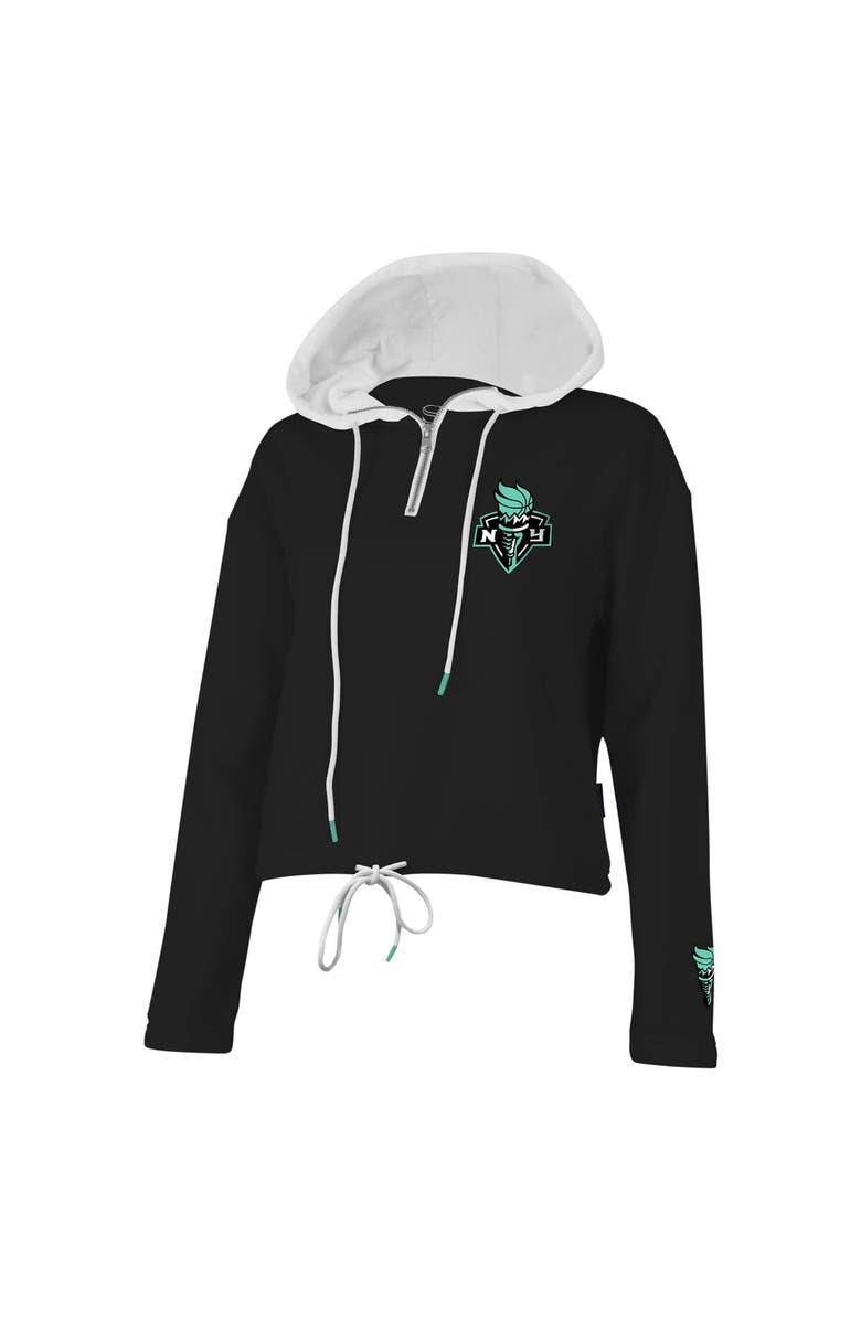 Stadium Essentials Women's Stadium Essentials Black New York Liberty Game Plan Quarter-Zip Hoodie, Alternate, color, 