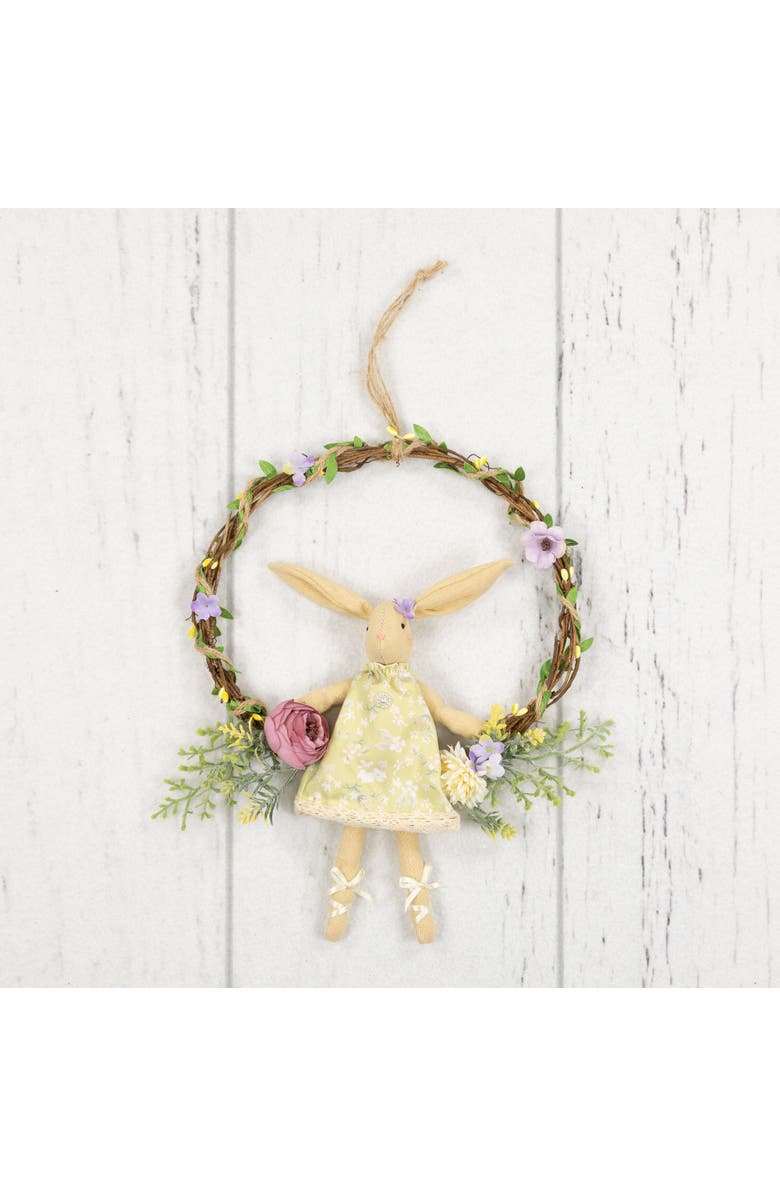 Northlight Girl Bunny Artificial Floral Mini Easter Wreath - 10" - Green, Alternate, color, Yellow
