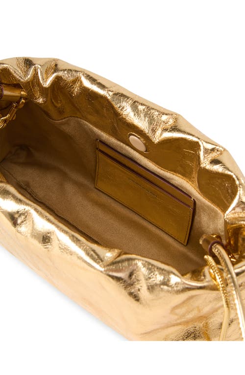 Veronica Beard Small Ruched Metallic Leather Clutch Bag In Gold