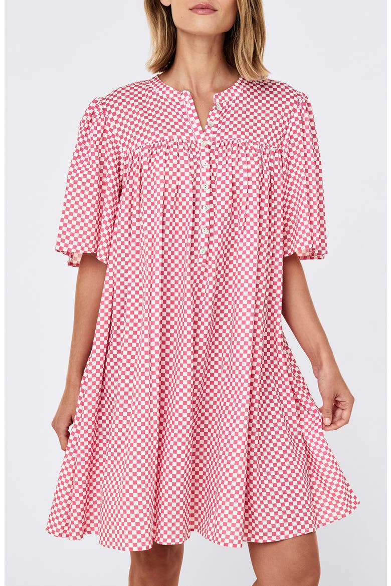 Anais Gathered Nightie Nightgown, Alternate, color, RASPBERRY
