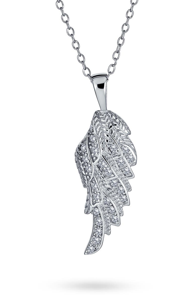 BLING JEWELRY Guardian Angel Wing Necklace, Main, color,